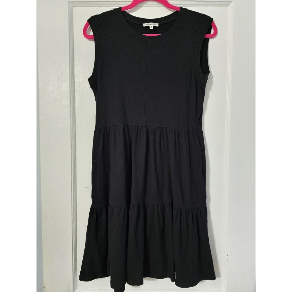 Another Love Ribbed Tank Dress Black Color Size Medium
